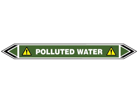 Polluted water flow marker label.