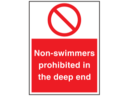 Non-swimmers prohibited in the deep end sign.