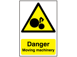 Danger, Moving machinery safety sign.