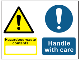 Hazardous Waste Label With Handle With Care, 4"x6", 25 Pack