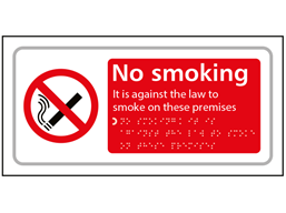 No smoking, Its against the law to smoke on these premises text and symbol sign.