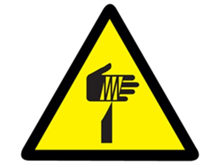 Sharp element warning symbol label.