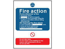 Fire action safety sign.