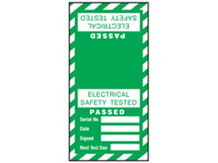 Electrical safety tested, passed cable wrap label.