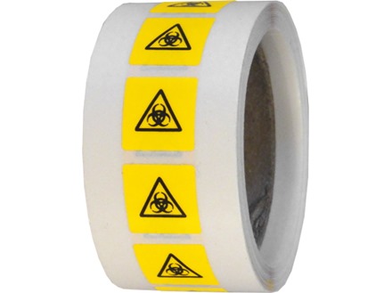 Biological hazard symbol labels.