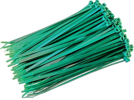 Plain nylon cable ties, green