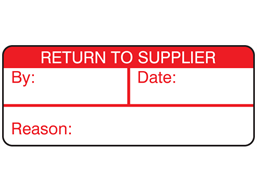 Return to supplier label