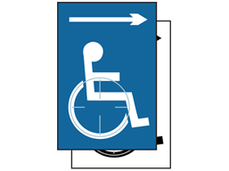 Disabled wheelchair symbol, arrow right sign.