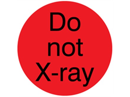 Do not x-ray packaging label