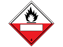 Spontaneously combustible, class 4, hazard diamond label (with write on panel)