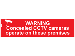 Warning, Concealed CCTV cameras operate on these premises, mini safety sign.