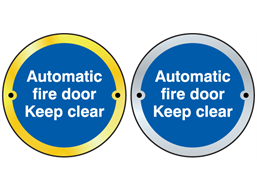 Automatic fire door keep clear symbol door sign.