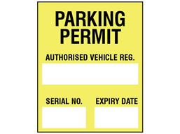 Parking permit label, yellow background