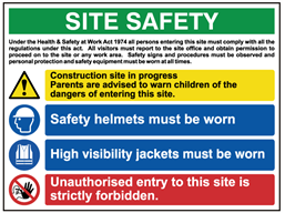 Building site safety notice sign