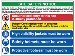 Building site safety notice sign