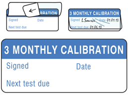 3 monthly calibration write and seal labels