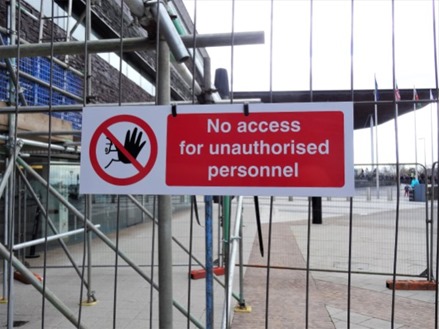 No access to unauthorised persons text and symbol safety sign.