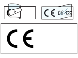 CE symbol write and seal labels.