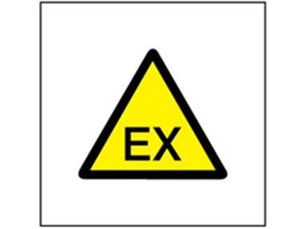 Explosive atmosphere hazard symbol safety sign.