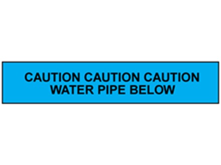 Caution water pipe below tape.