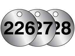 Aluminium valve tags, numbered 226-250