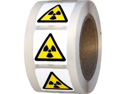 Warning radiation hazard symbol label.
