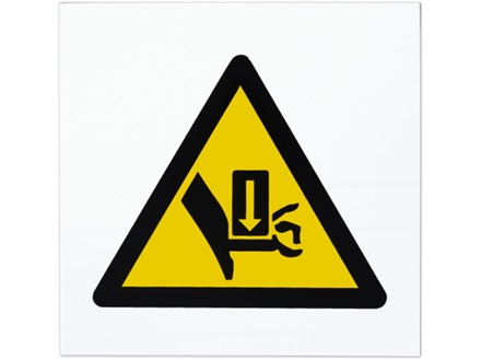 Crush hazard symbol safety sign.