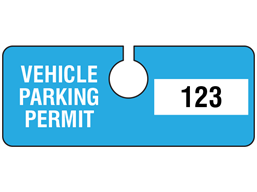 Vehicle parking permit tag, serial numbered