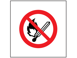 No naked flames symbol safety sign.