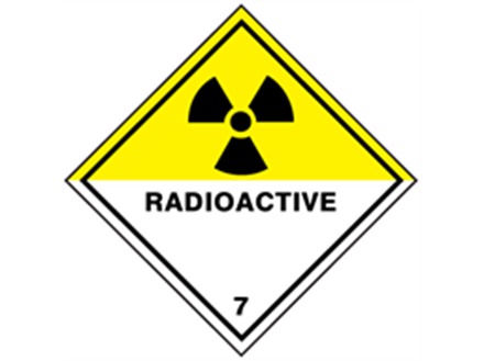 Radioactive, class 7, hazard warning diamond label, magnetic