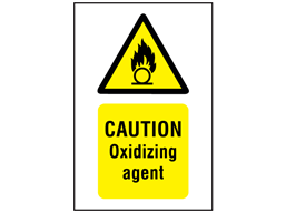 Caution oxidizing agent symbol and text safety sign.