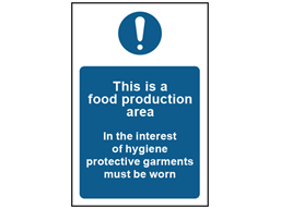This is a food production area safety sign.