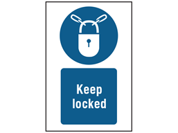 Keep locked symbol and text safety sign.