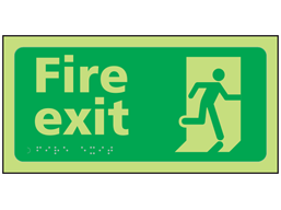 Fire exit photoluminescent sign.