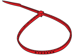Serial numbered nylon cable ties, red