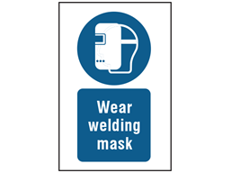 Wear welding mask symbol and text safety sign.