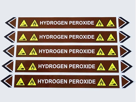 Hydrogen peroxide flow marker label.