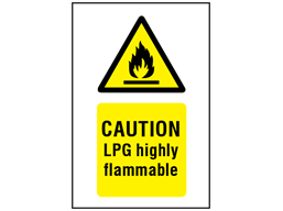 Caution LPG highly flammable symbol and text safety sign.