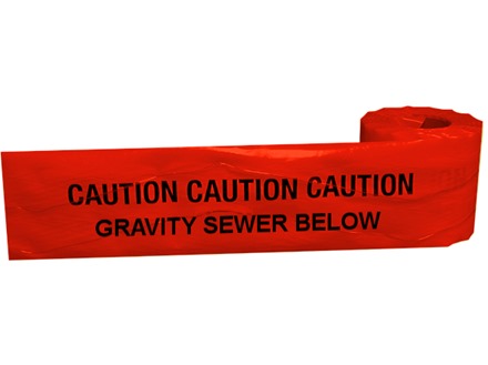 Caution gravity sewer below tape.