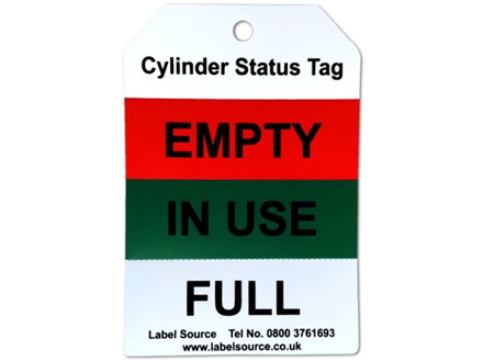 Gas cylinder status tag.