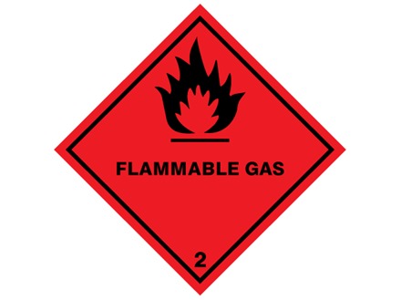 Flammable gas symbol, class 2, hazard diamond label