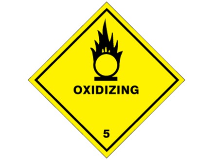 Oxidizing, class 5, hazard diamond label