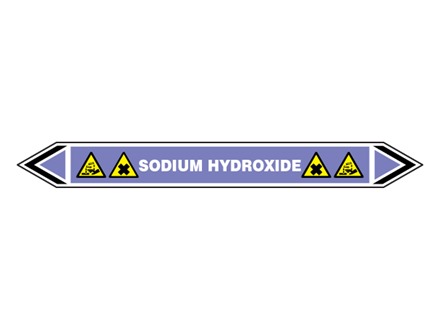 Sodium hydroxide flow marker label.