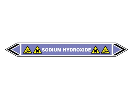 Sodium hydroxide flow marker label.