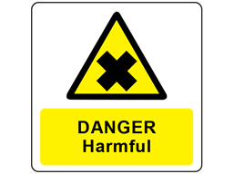 Danger harmful symbol and text safety label.