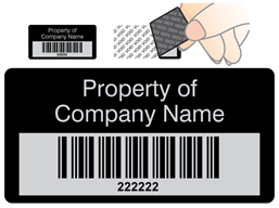 Scanmark tamper barcode label (text on colour), 19mm x 38mm