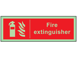 Fire extinguisher photoluminescent safety sign