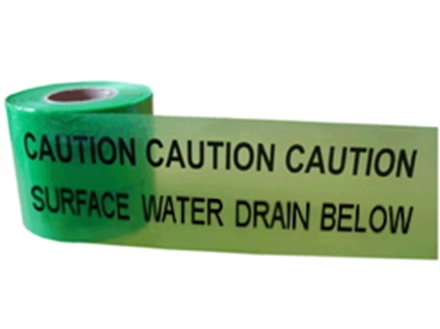 Caution surface water drain below tape.