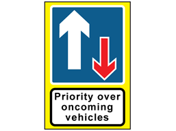 Priority over oncoming vehicles roll up road sign