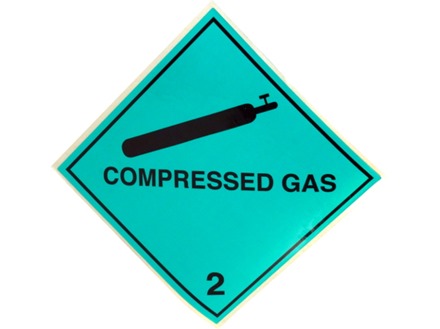 Compressed gas 2 hazard warning diamond sign